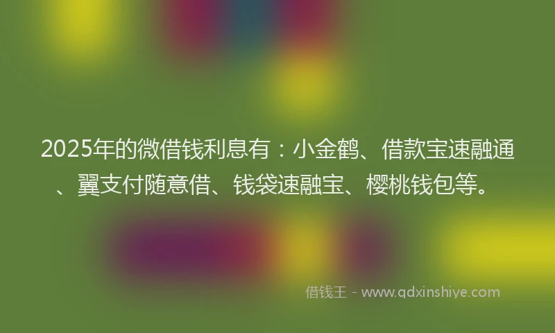2025年的微借钱利息有：小金鹤、借款宝速融通、翼支付随意借、钱袋速融宝、樱桃钱包等。