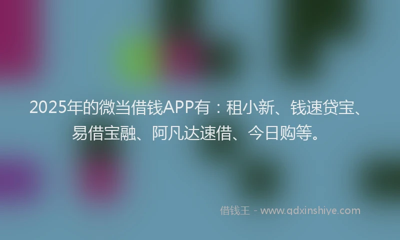 2025年的微当借钱APP有:租小新、钱速贷宝、易借宝融、阿凡达速借、今日购等。