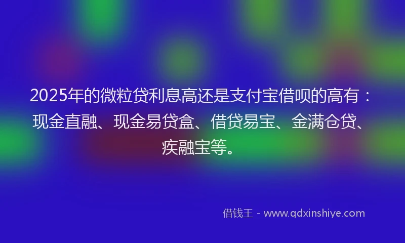 2025年的微粒贷利息高还是支付宝借呗的高有：现金直融、现金易贷盒、借贷易宝、金满仓贷、疾融宝等。