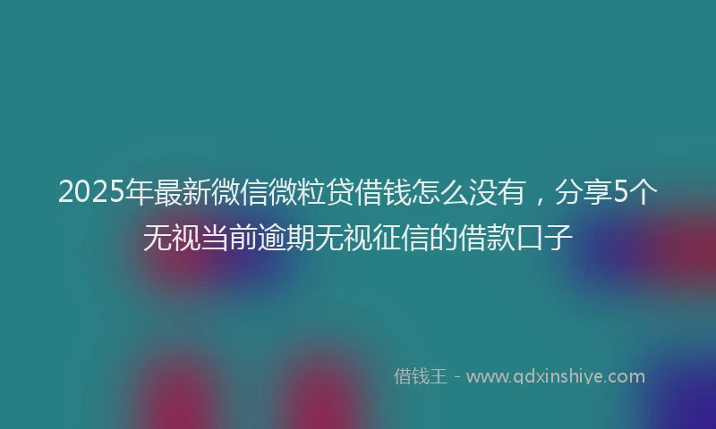 2025年最新微信微粒贷借钱怎么没有，分享5个无视当前逾期无视征信的借款口子