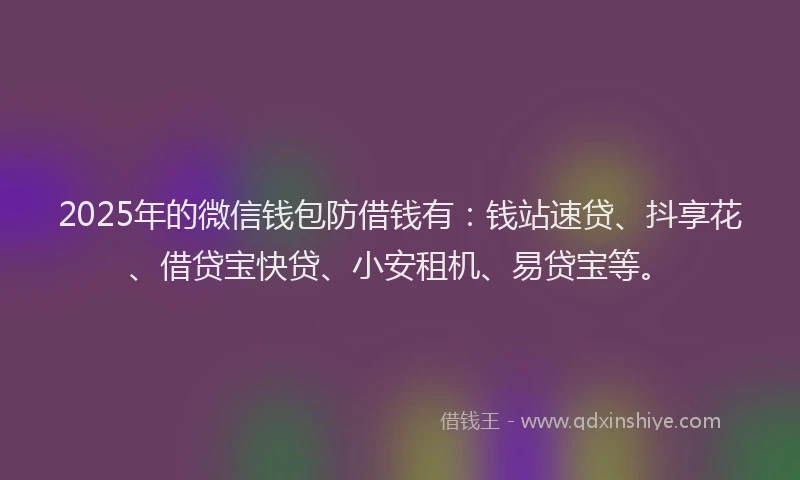 2025年的微信钱包防借钱有：钱站速贷、抖享花、借贷宝快贷、小安租机、易贷宝等。