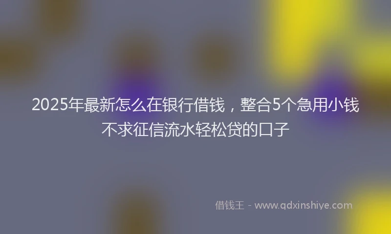2025年最新怎么在银行借钱，整合5个急用小钱不求征信流水轻松贷的口子