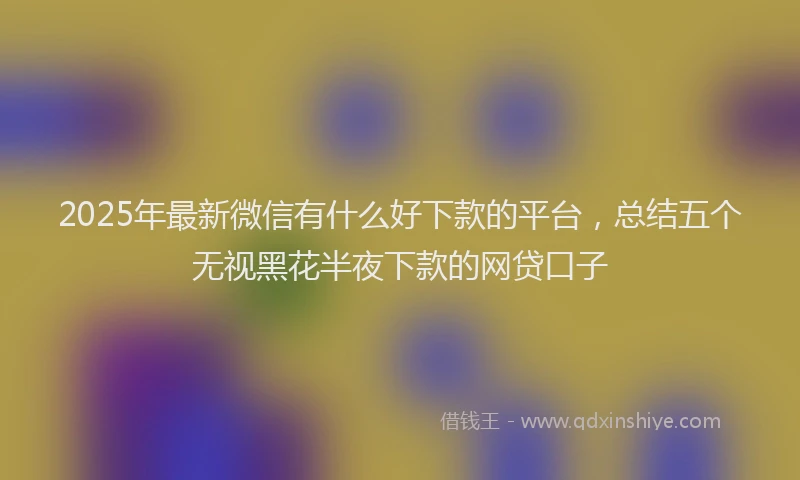 2025年最新微信有什么好下款的平台，总结五个无视黑花半夜下款的网贷口子