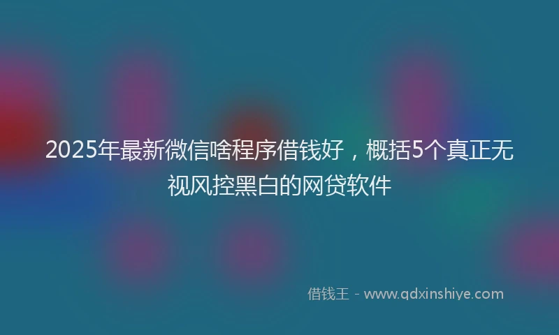 2025年最新微信啥程序借钱好，概括5个真正无视风控黑白的网贷软件