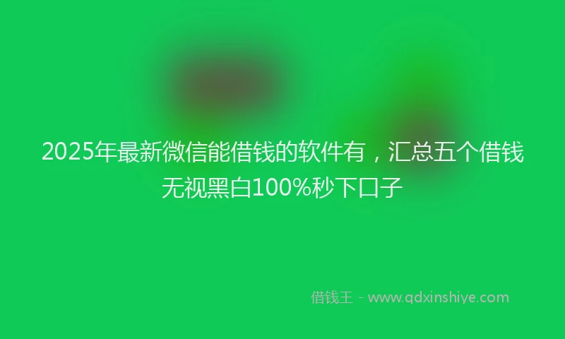 2025年最新微信能借钱的软件有，汇总五个借钱无视黑白100%秒下口子