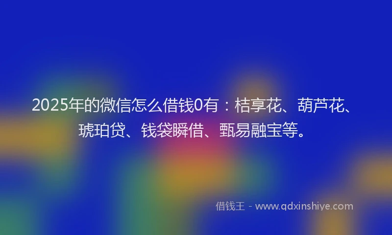 2025年的微信怎么借钱0有：桔享花、葫芦花、琥珀贷、钱袋瞬借、甄易融宝等。
