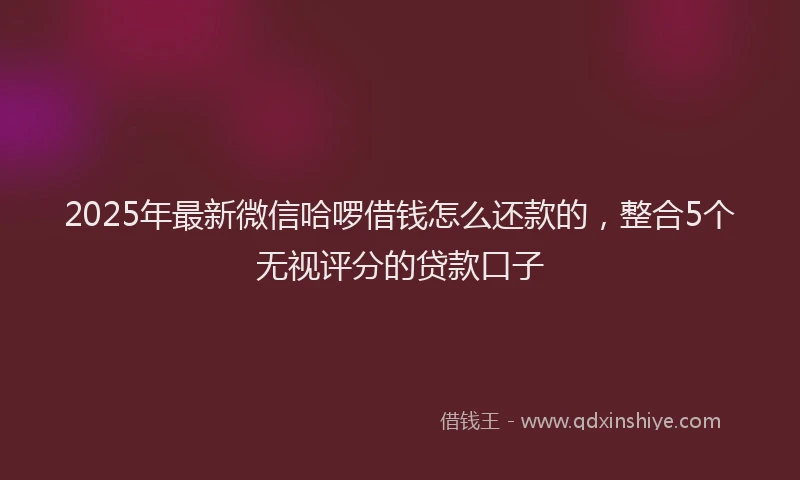 2025年最新微信哈啰借钱怎么还款的，整合5个无视评分的贷款口子