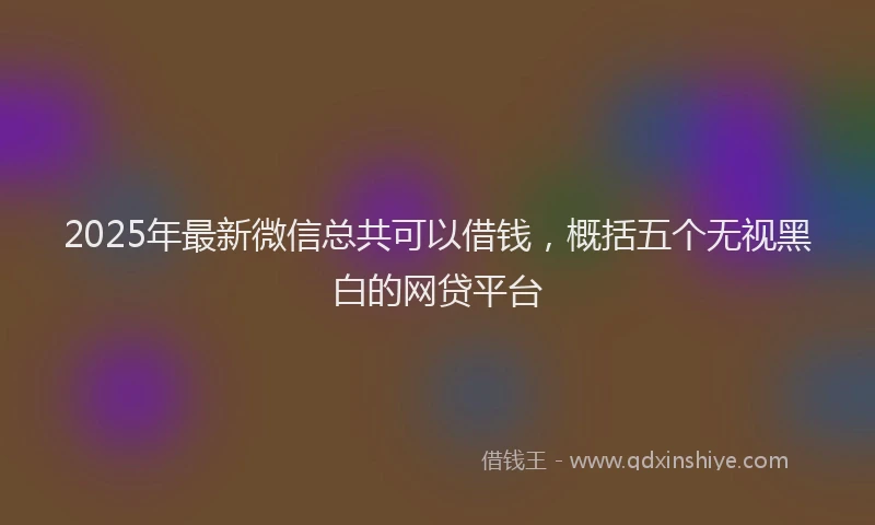 2025年最新微信总共可以借钱，概括五个无视黑白的网贷平台