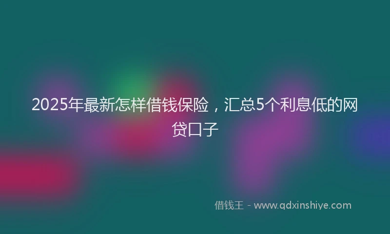 2025年最新怎样借钱保险，汇总5个利息低的网贷口子