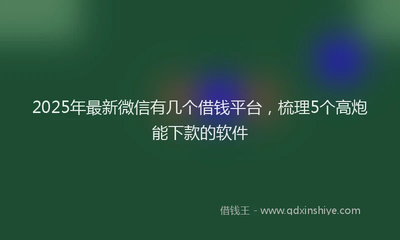 2025年最新微信有几个借钱平台，梳理5个高炮能下款的软件