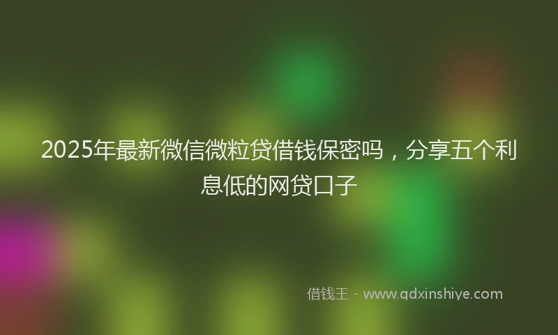 2025年最新微信微粒贷借钱保密吗，分享五个利息低的网贷口子