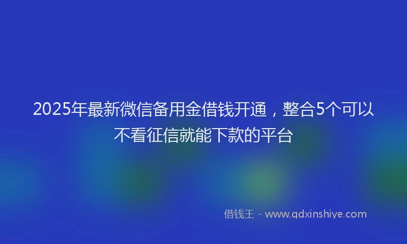 2025年最新微信备用金借钱开通，整合5个可以不看征信就能下款的平台