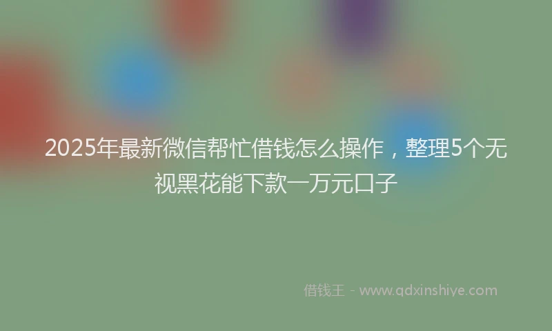 2025年最新微信帮忙借钱怎么操作，整理5个无视黑花能下款一万元口子