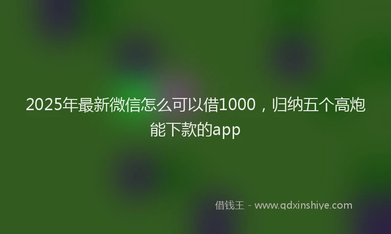 2025年最新微信怎么可以借1000，归纳五个高炮能下款的app