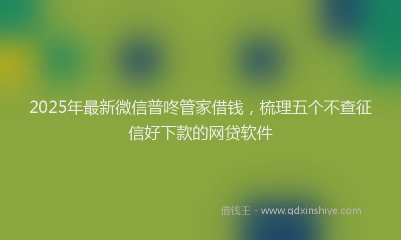 2025年最新微信普咚管家借钱，梳理五个不查征信好下款的网贷软件