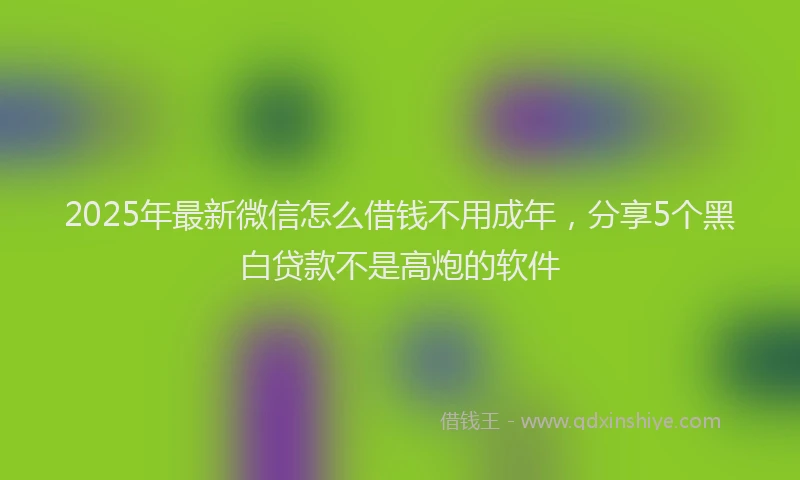 2025年最新微信怎么借钱不用成年，分享5个黑白贷款不是高炮的软件