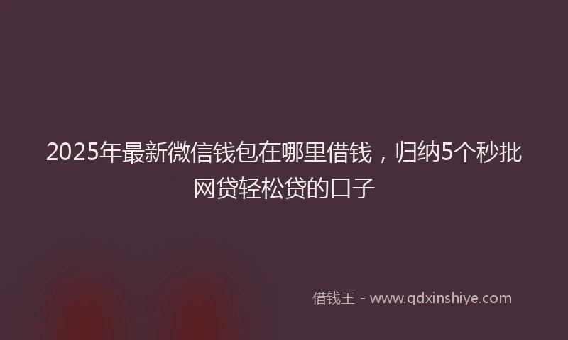 2025年最新微信钱包在哪里借钱，归纳5个秒批网贷轻松贷的口子
