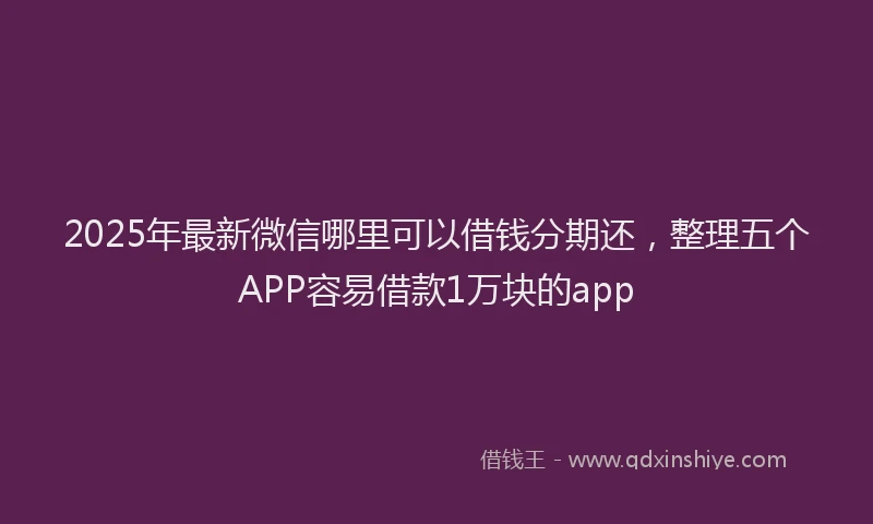 2025年最新微信哪里可以借钱分期还，整理五个APP容易借款1万块的app