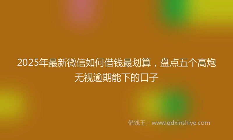 2025年最新微信如何借钱最划算，盘点五个高炮无视逾期能下的口子
