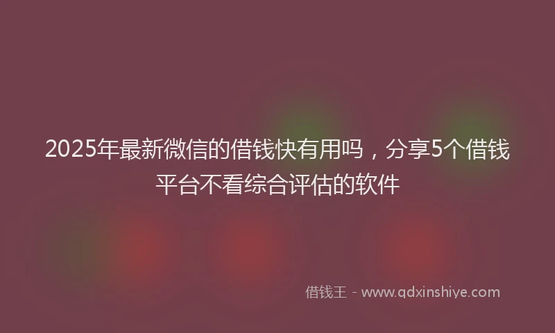 2025年最新微信的借钱快有用吗，分享5个借钱平台不看综合评估的软件