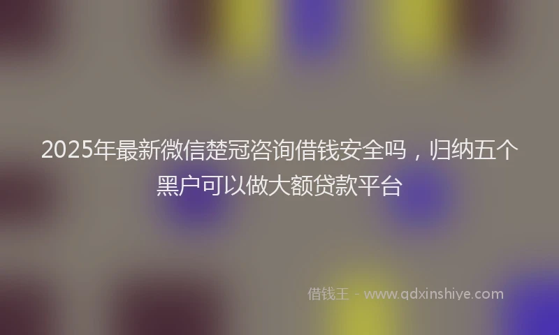 2025年最新微信楚冠咨询借钱安全吗，归纳五个黑户可以做大额贷款平台