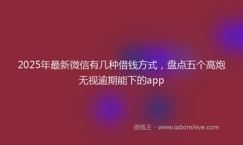 2025年最新微信有几种借钱方式，盘点五个高炮无视逾期能下的app