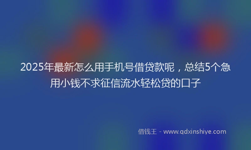 2025年最新怎么用手机号借贷款呢，总结5个急用小钱不求征信流水轻松贷的口子