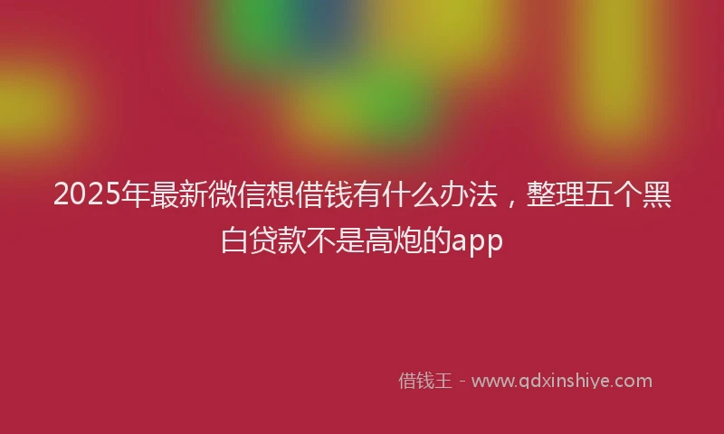 2025年最新微信想借钱有什么办法，整理五个黑白贷款不是高炮的app