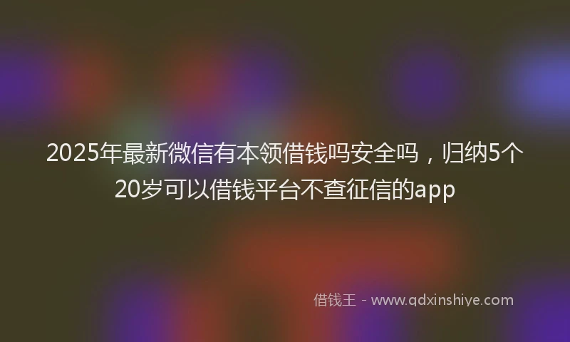 2025年最新微信有本领借钱吗安全吗，归纳5个20岁可以借钱平台不查征信的app