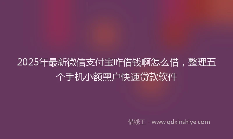 2025年最新微信支付宝咋借钱啊怎么借，整理五个手机小额黑户快速贷款软件