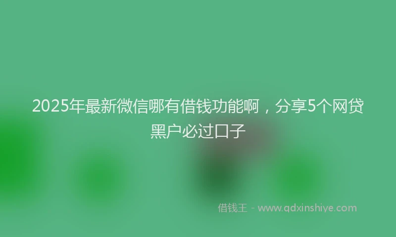 2025年最新微信哪有借钱功能啊，分享5个网贷黑户必过口子