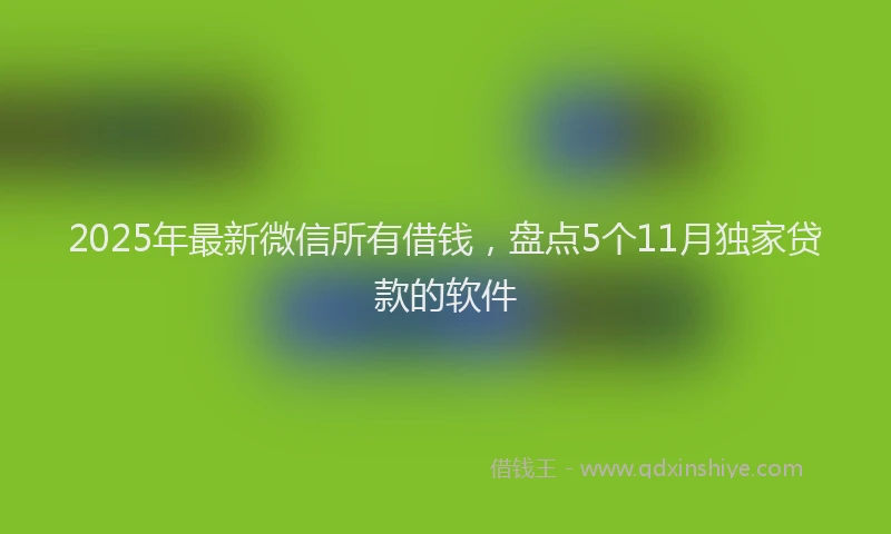 2025年最新微信所有借钱，盘点5个11月独家贷款的软件