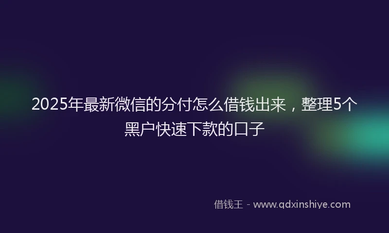 2025年最新微信的分付怎么借钱出来，整理5个黑户快速下款的口子
