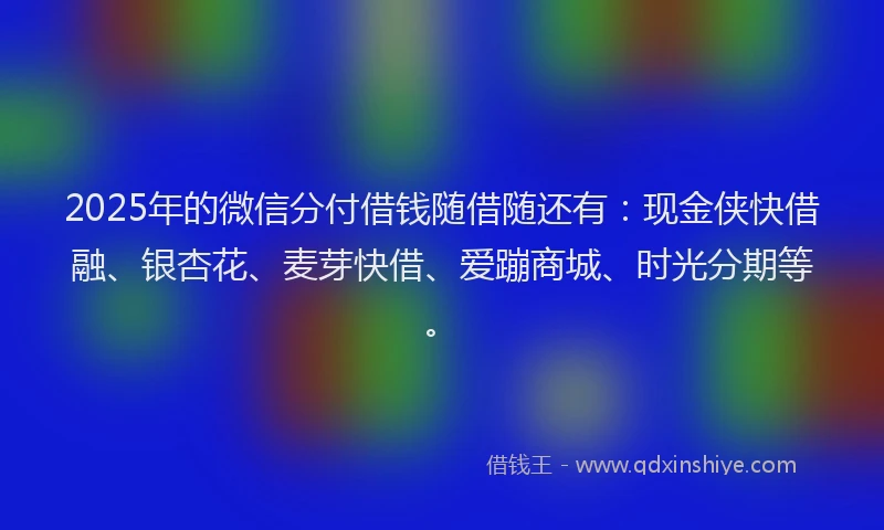 2025年的微信分付借钱随借随还有：现金侠快借融、银杏花、麦芽快借、爱蹦商城、时光分期等。