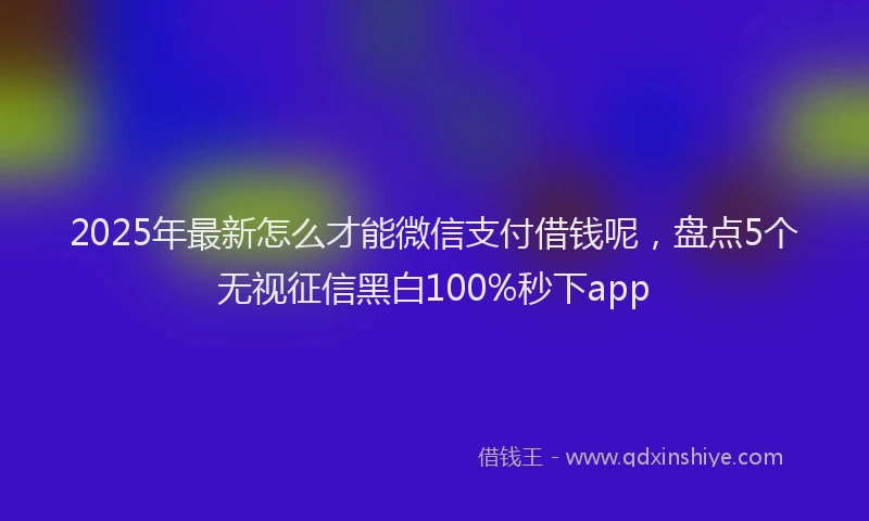 2025年最新怎么才能微信支付借钱呢，盘点5个无视征信黑白100%秒下app