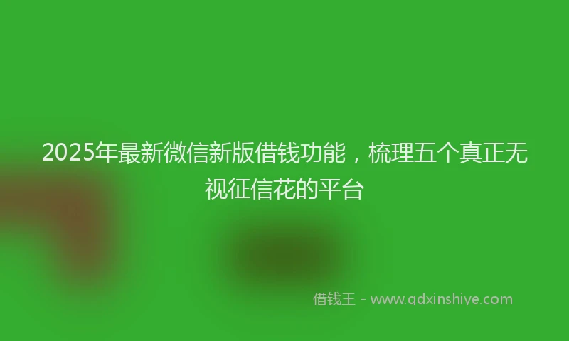 2025年最新微信新版借钱功能，梳理五个真正无视征信花的平台