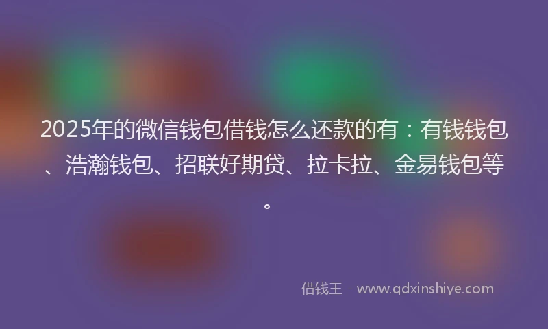 2025年的微信钱包借钱怎么还款的有：有钱钱包、浩瀚钱包、招联好期贷、拉卡拉、金易钱包等。