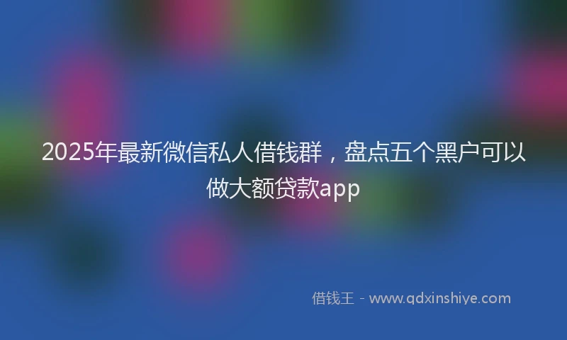 2025年最新微信私人借钱群，盘点五个黑户可以做大额贷款app