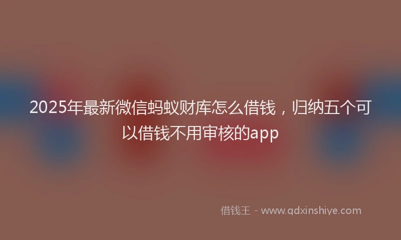 2025年最新微信蚂蚁财库怎么借钱，归纳五个可以借钱不用审核的app