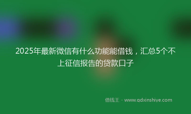 2025年最新微信有什么功能能借钱，汇总5个不上征信报告的贷款口子