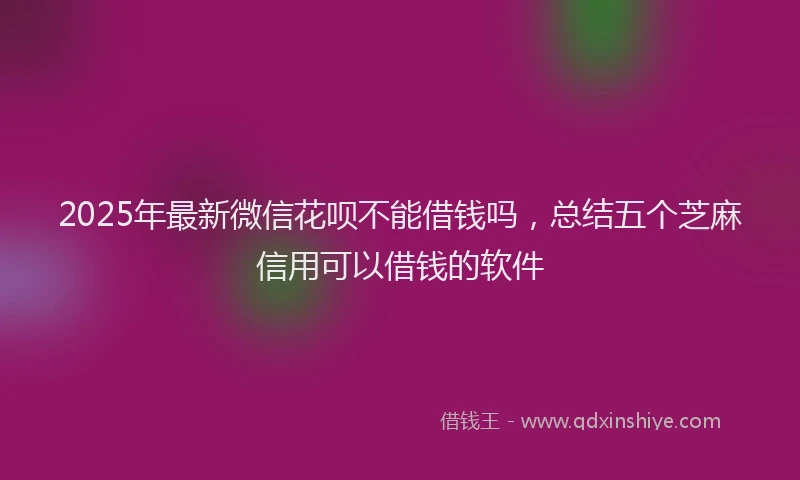 2025年最新微信花呗不能借钱吗，总结五个芝麻信用可以借钱的软件