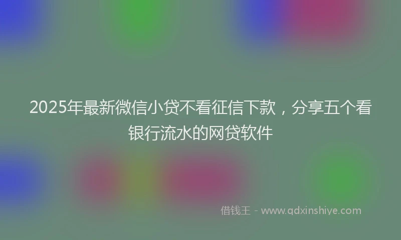 2025年最新微信小贷不看征信下款，分享五个看银行流水的网贷软件