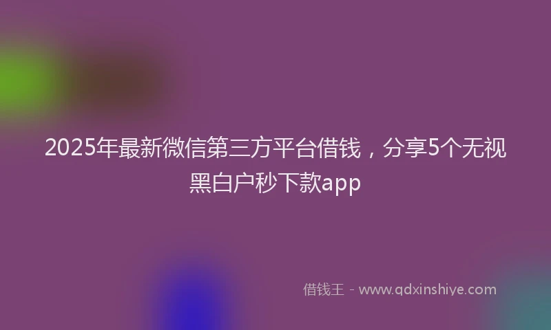 2025年最新微信第三方平台借钱，分享5个无视黑白户秒下款app