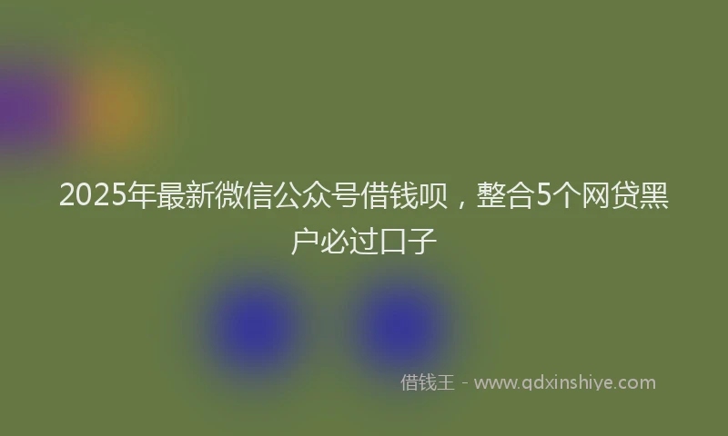 2025年最新微信公众号借钱呗，整合5个网贷黑户必过口子