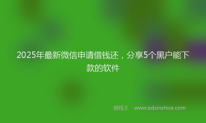 2025年最新微信申请借钱还，分享5个黑户能下款的软件