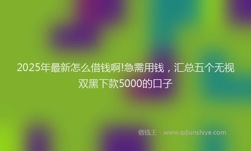 2025年最新怎么借钱啊!急需用钱，汇总五个无视双黑下款5000的口子