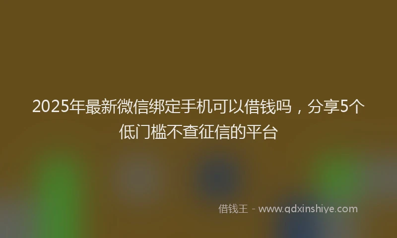 2025年最新微信绑定手机可以借钱吗，分享5个低门槛不查征信的平台