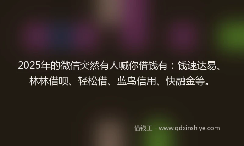 2025年的微信突然有人喊你借钱有：钱速达易、林林借呗、轻松借、蓝鸟信用、快融金等。