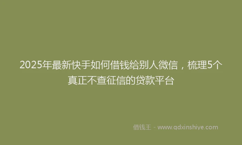 2025年最新快手如何借钱给别人微信，梳理5个真正不查征信的贷款平台