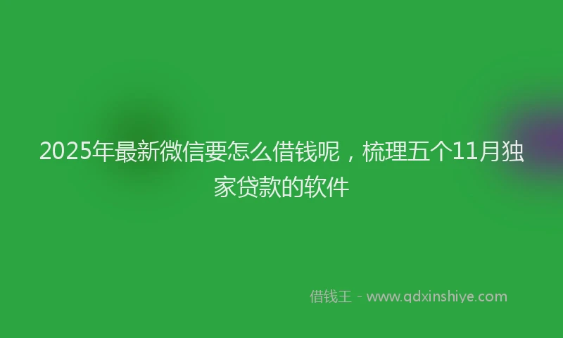 2025年最新微信要怎么借钱呢，梳理五个11月独家贷款的软件